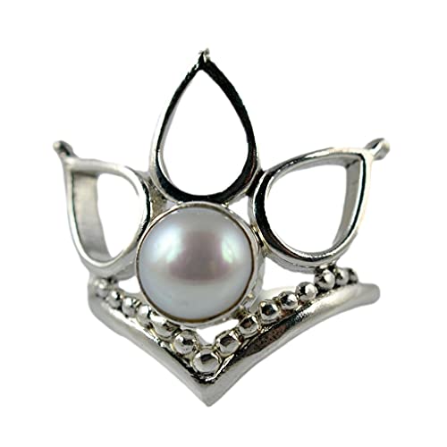 Freshwater Pearl 925 Sterling Silver Handmade Ring - Boho June Birthstone Jewelry - Perfect Gift for Her Birthday Anniversary Christmas Valentine Day