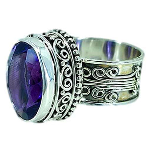 Amethyst Oval 925 Sterling Silver Handmade Ring - Boho June Birthstone Jewelry - Perfect Gift for Her Birthday Anniversary Christmas Valentine Day - Navya Craft