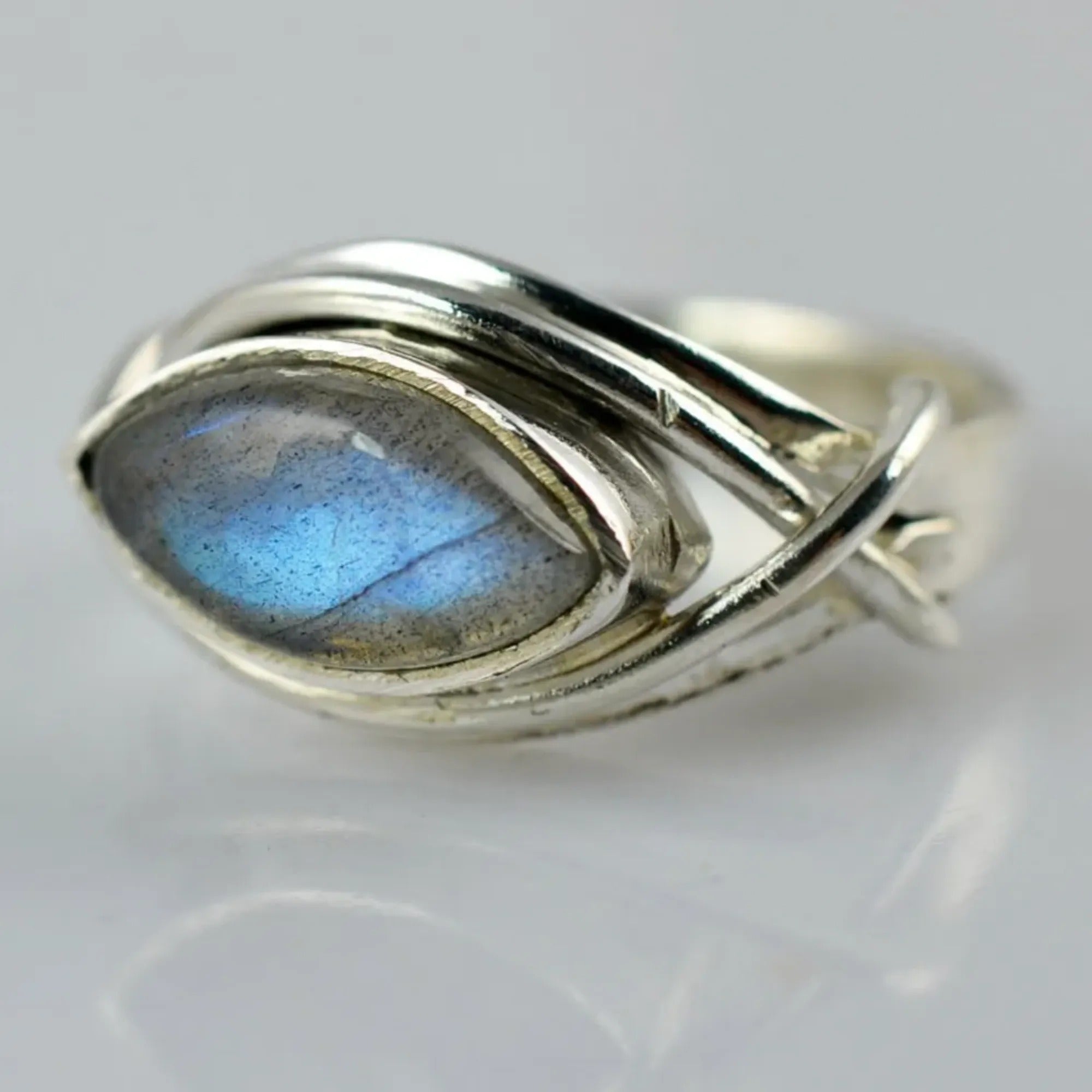 Labradorite Marquise Shape 925 Sterling Silver Handmade Ring - Boho November Birthstone Jewelry - Perfect Gift for Her Birthday Anniversary Christmas Valentine Day