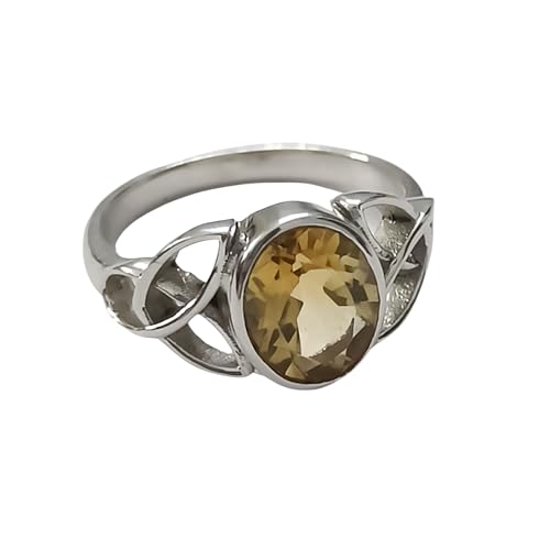 Navya Craft Citrine Celtic Knot Oval ring 925 Sterling Silver Ring Handmade Women Statement Boho Yellow Gemstone Jewelry November Birthstone Gift Christmas Anniversary Birthday Valentine Day
