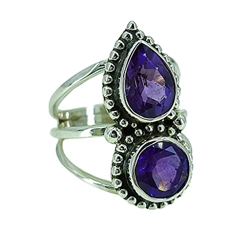 Navya Craft Amethyst 925 Sterling Silver Handmade Ring Women boho Statement Ring Size 4 to 13 Jewelry Christmas Anniversary Birthday Valentine day Gift for wife mother sister her