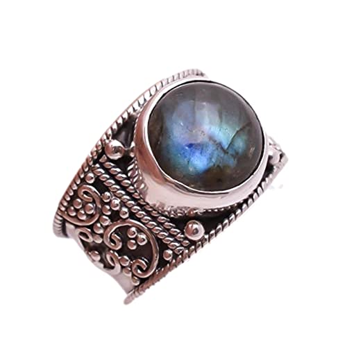 Natural Labradorite Gemstone Ring, 925 Solid Sterling Silver Ring, Blue Fire cheapest Round Labradorite Ring for Women, Handmade Ring, Gift For Her