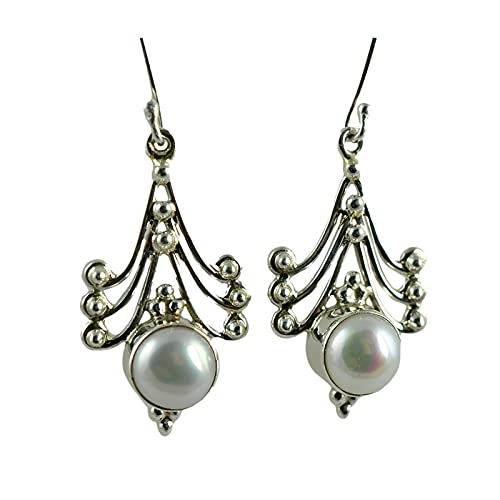 Navya Craft Freshwater Pearl 925 Sterling Silver Handmade Women Earring June birthstone Jewelry Boho Earrings Christmas Anniversary Birthday Valentine day Gift wife her mother sister