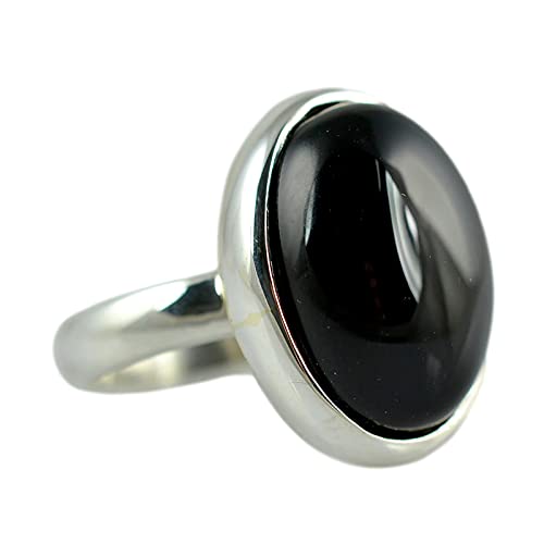 Navya Craft Black Onyx Oval 925 Sterling Silver Handmade Women Statement Boho Ring, December Birth Gemstone Jewelry Christmas Anniversary Birthday Valentine Day Gift wife mother sister