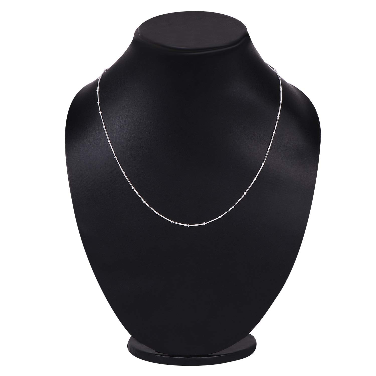 20-Inch Sterling Silver Beaded Chain Necklace for Women and Girls