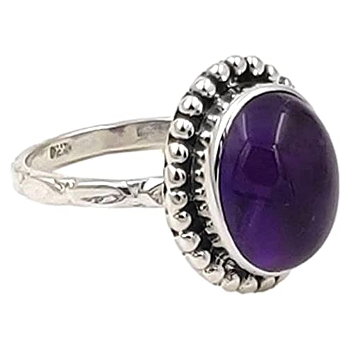 Navya Craft Amethyst oval 925 Sterling Silver Handmade Women Statement Ring, Boho Ring Sizes 4 to 13 Christmas Anniversary Birthday Valentine Day Gift wife her mother sister best friend