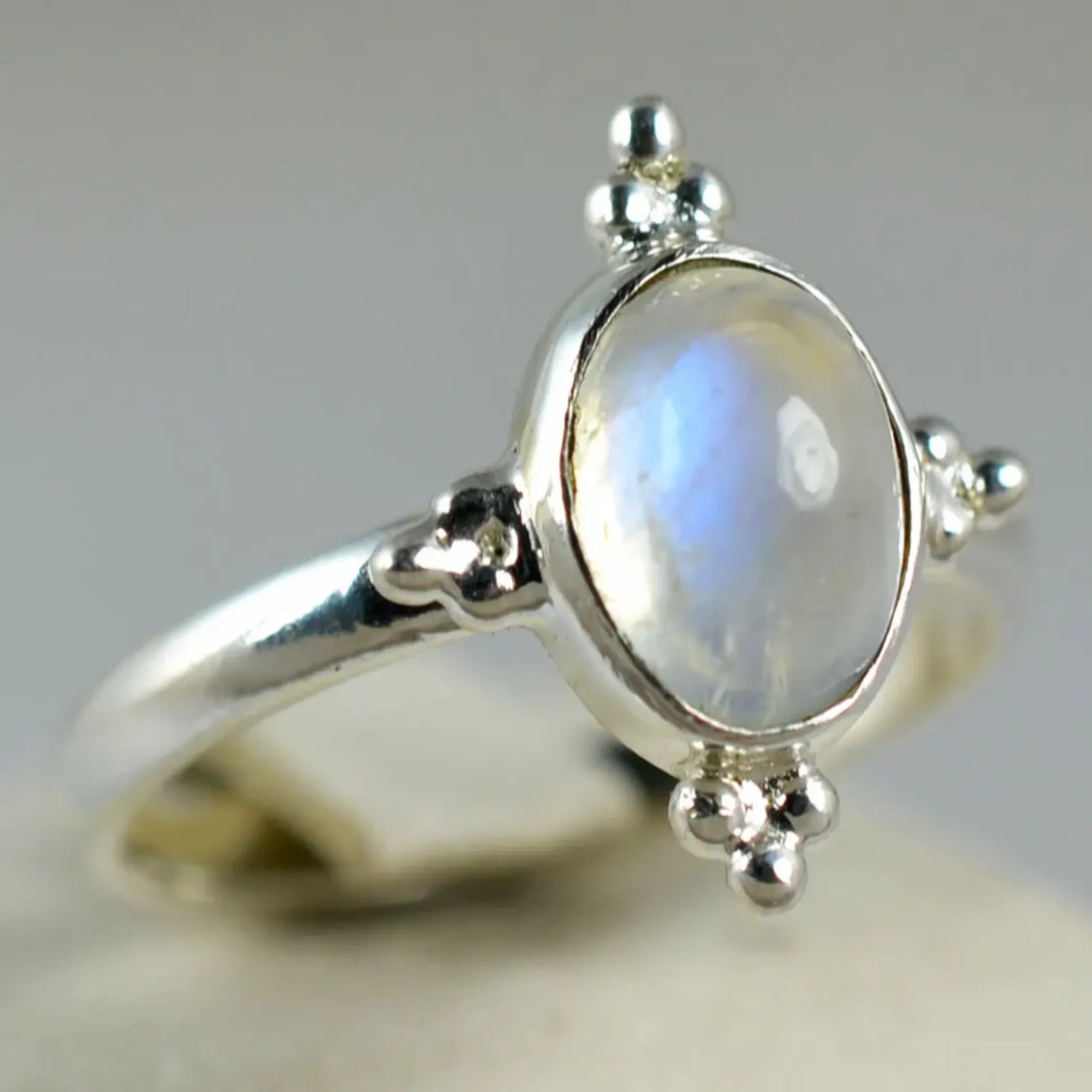 Rainbow Moonstone 925 Sterling Silver Handmade Statement Ring- Boho June Birthstone Jewelry - Perfect Gift for Her Birthday Anniversary Christmas Valentine Day