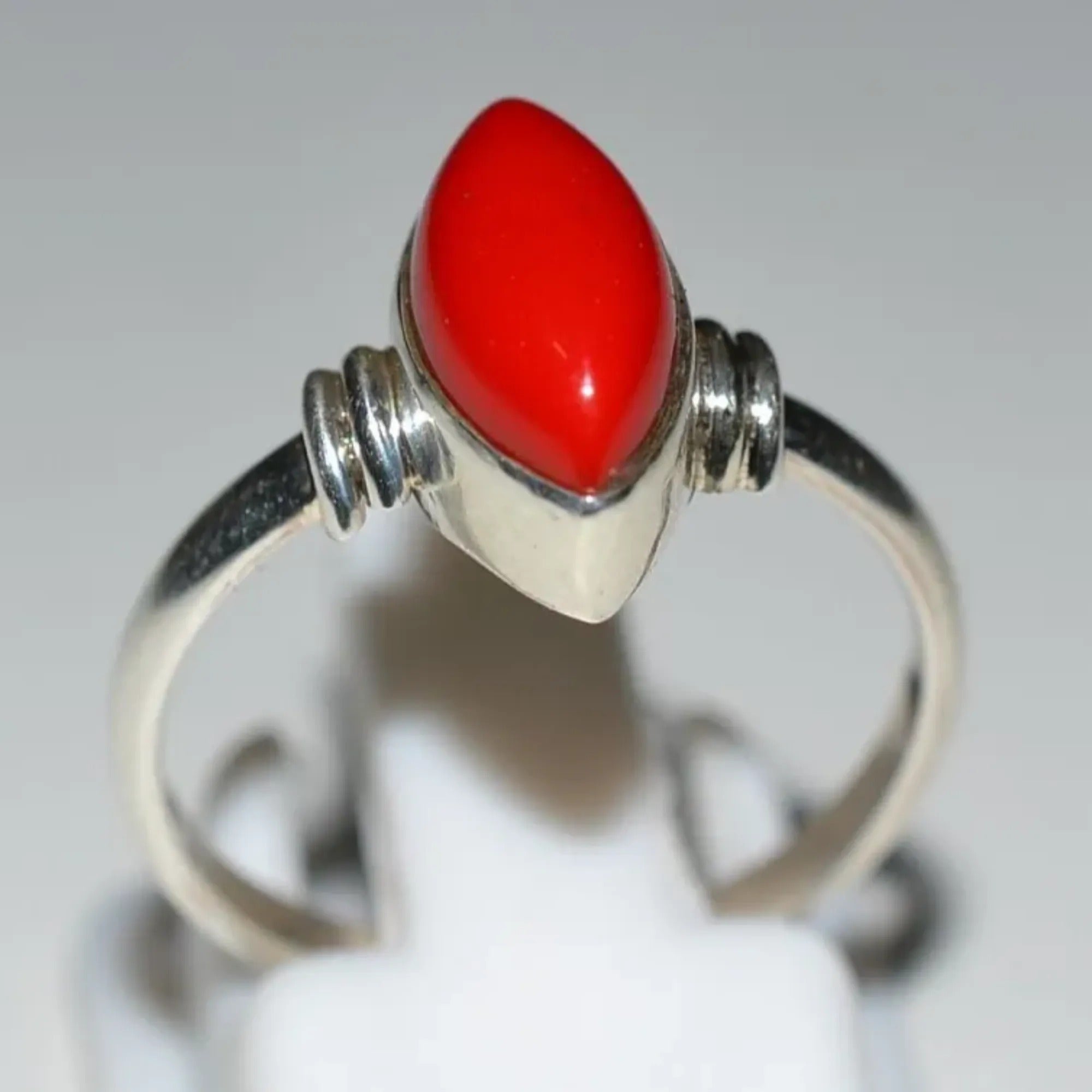Coral 925 Sterling Silver Handmade Ring - Boho November Birthstone Jewelry - Perfect Gift for Her Birthday Anniversary Christmas Valentine Day