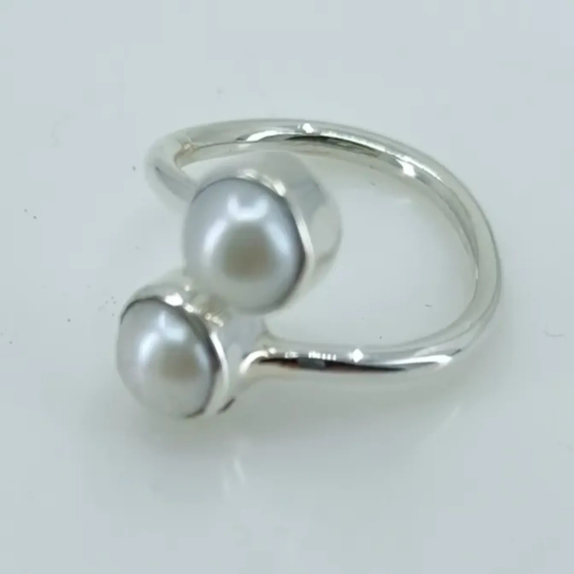 Pearl Ring, 925 Sterling Silver Handmade Promise Ring, Dual Pearl Adjustable Ring, June Birthstone Jewelry, Gift for Her Anniversary