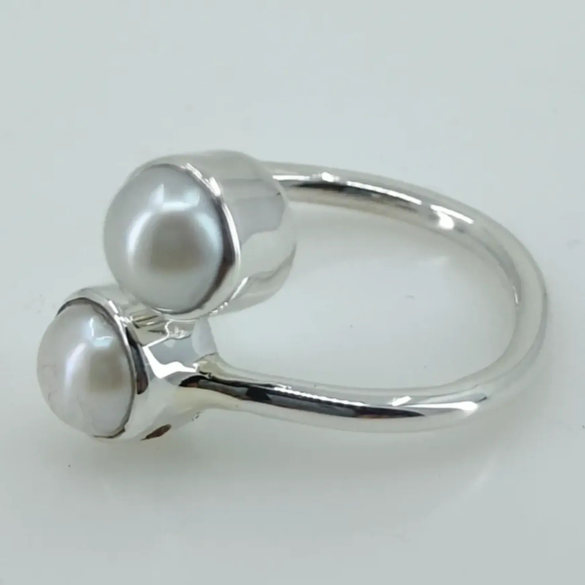 Freshwater Pearl 925 Sterling Silver Handmade Ring - Boho June Birthstone Jewelry - Perfect Gift for Her Birthday Anniversary Christmas Valentine Day