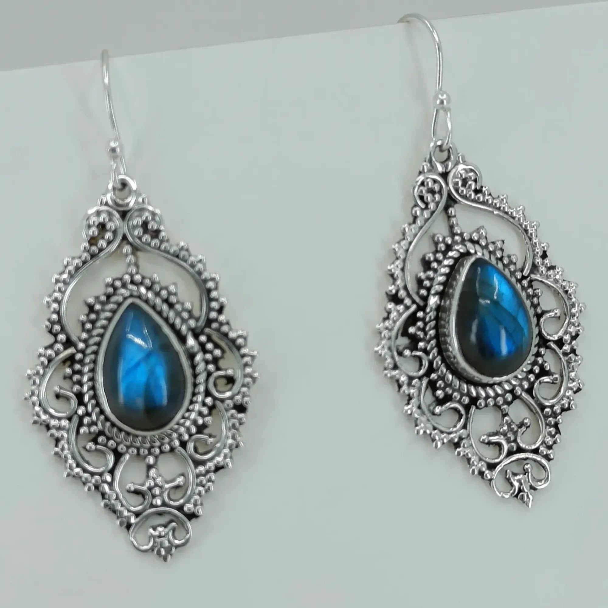 Labradorite Pear Shape 925 Sterling Silver Handmade earrings - Boho January Birthstone Jewelry - Perfect Gift for Her Birthday Anniversary Christmas Valentine Day