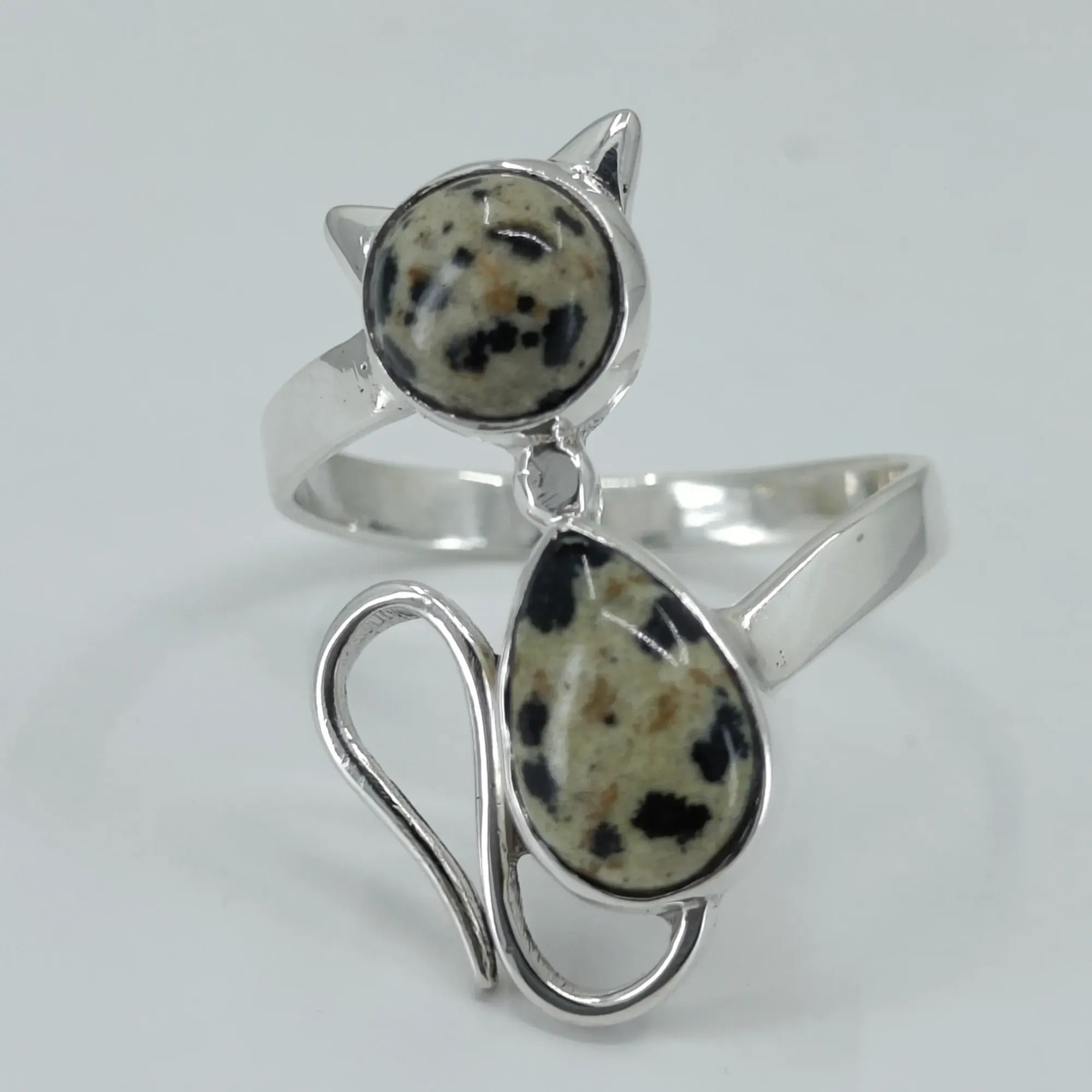 Dalmatian Jasper 925 Sterling Silver Handmade Ring - Boho March Birthstone Jewelry - Perfect Gift for Her Birthday Anniversary Christmas Valentine Day