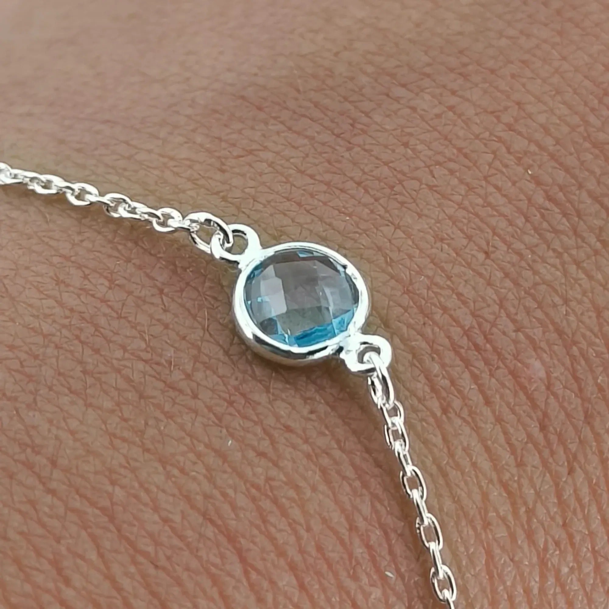 Blue Topaz 925 Sterling Silver handmade Bracelet