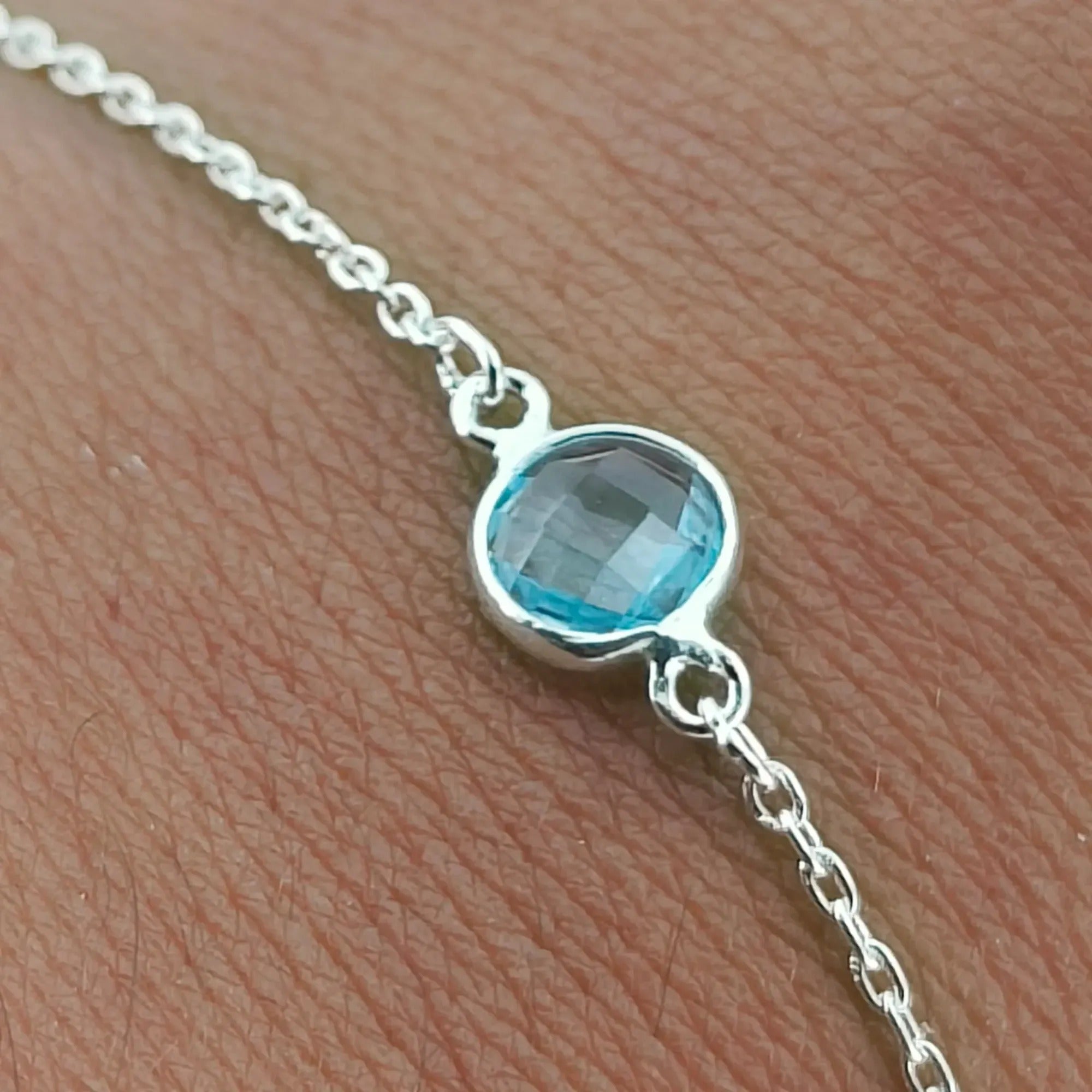 Blue Topaz 925 Sterling Silver handmade Bracelet