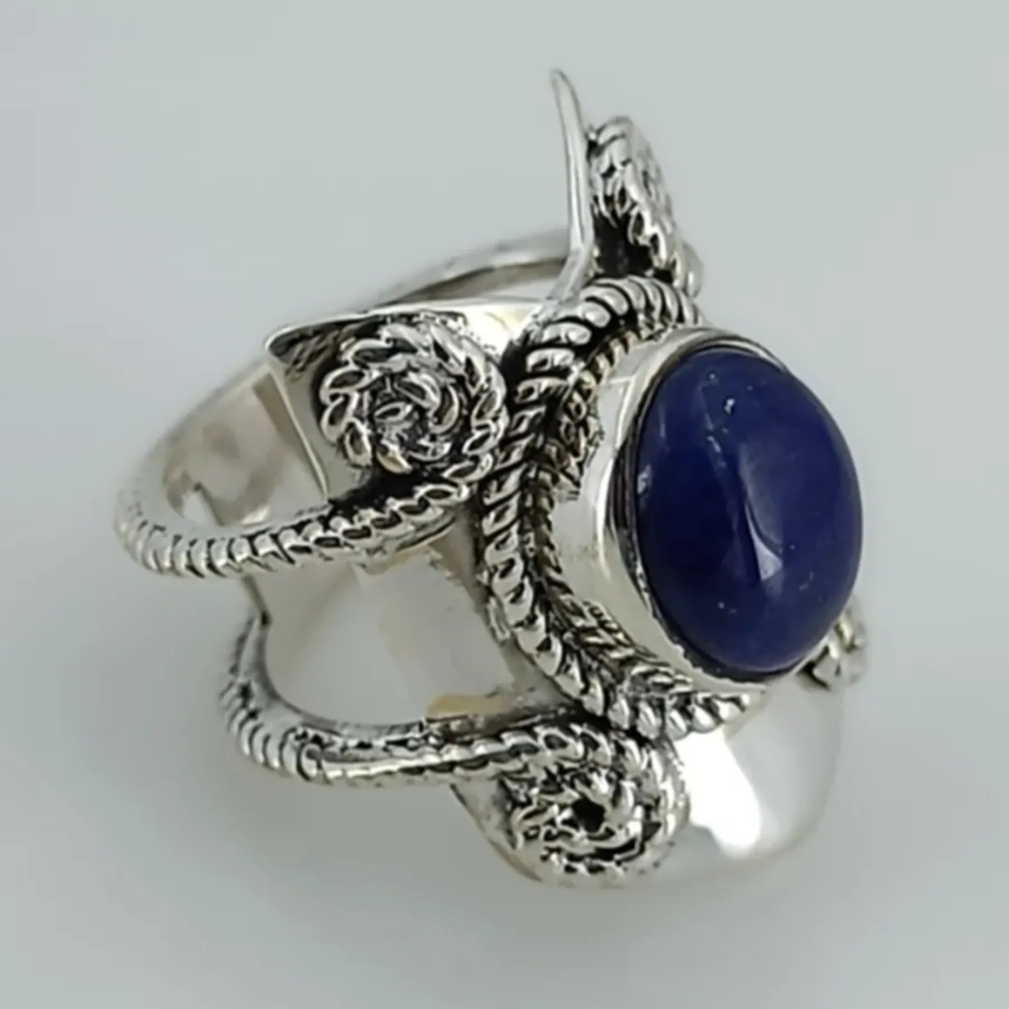 Lapis Lazuli Oval 925 Sterling Silver Handmade Ring - Boho September Birthstone Jewelry - Perfect Gift for Her Birthday Anniversary Christmas Valentine Day