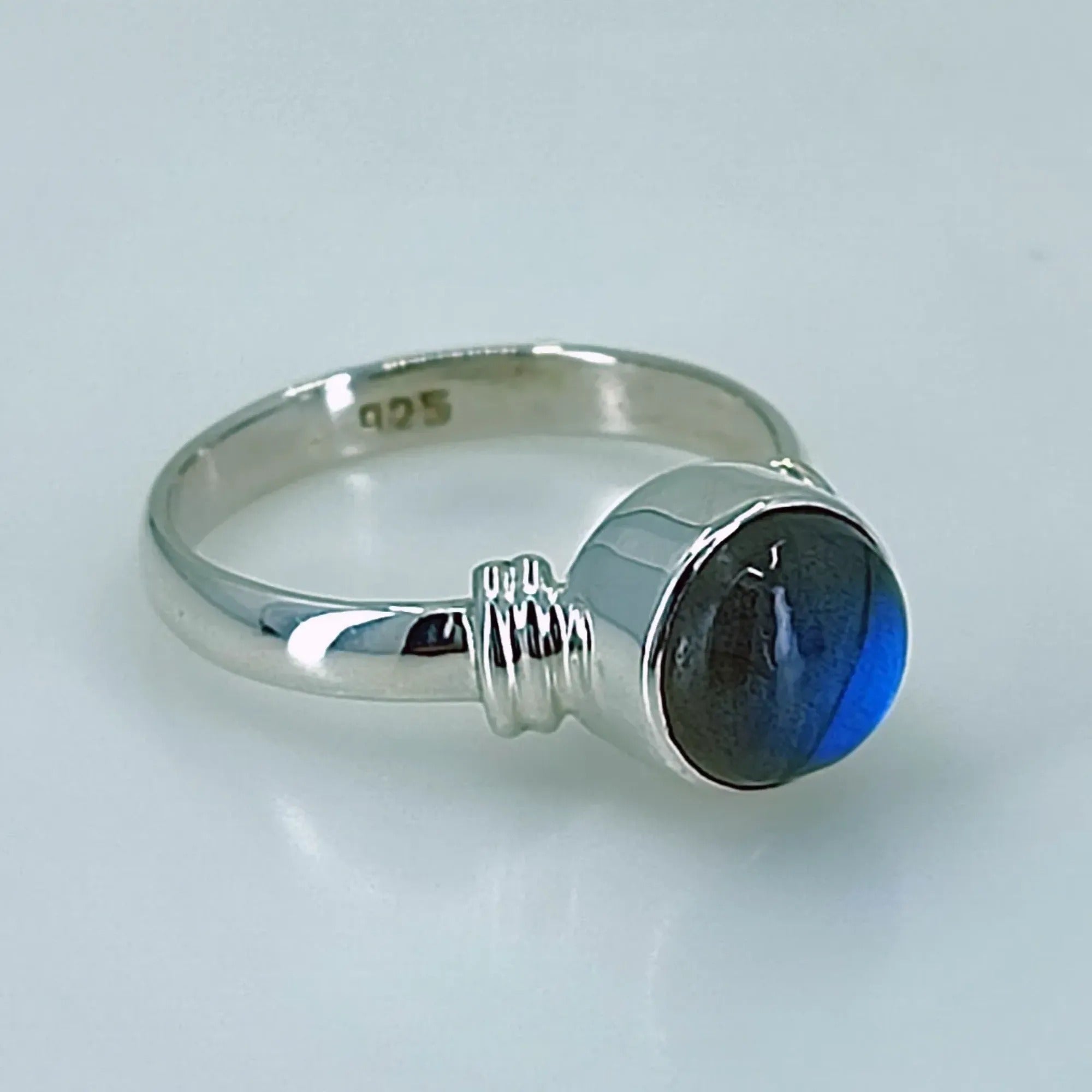 Labradorite Round Shape 925 Sterling Silver Handmade Ring - Boho November Birthstone Jewelry - Perfect Gift for Her Birthday Anniversary Christmas Valentine Day