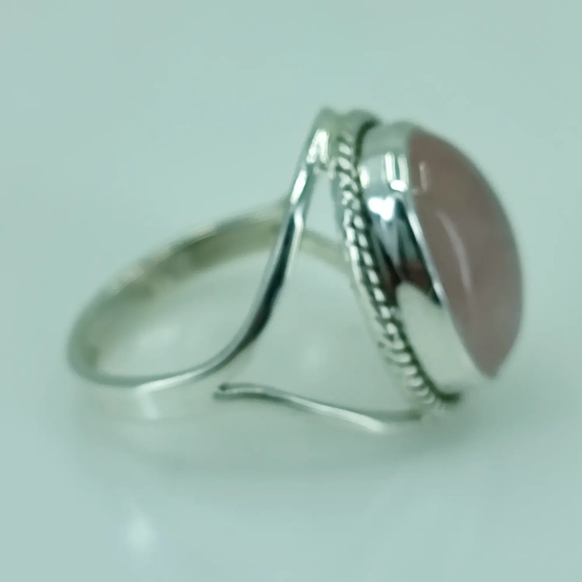 Rose Quartz Oval 925 Sterling Silver Handmade Ring - Boho January Birthstone Jewelry - Perfect Gift for Her Birthday Anniversary Christmas Valentine Day