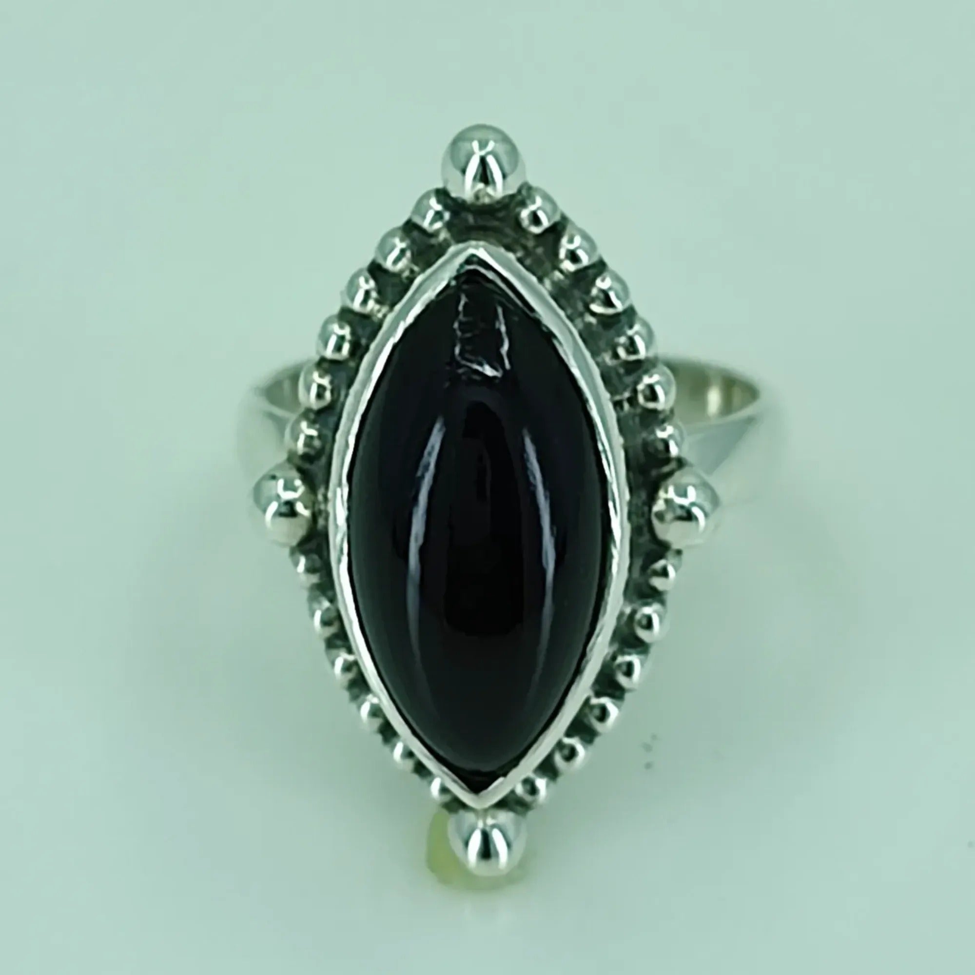 Navya Craft Black Onyx Marquise 925 Sterling Silver Handmade Statement Women Ring Size 6.0 Black Gemstone Boho Jewelry Christmas Anniversary Birthday Valentine Day Gift