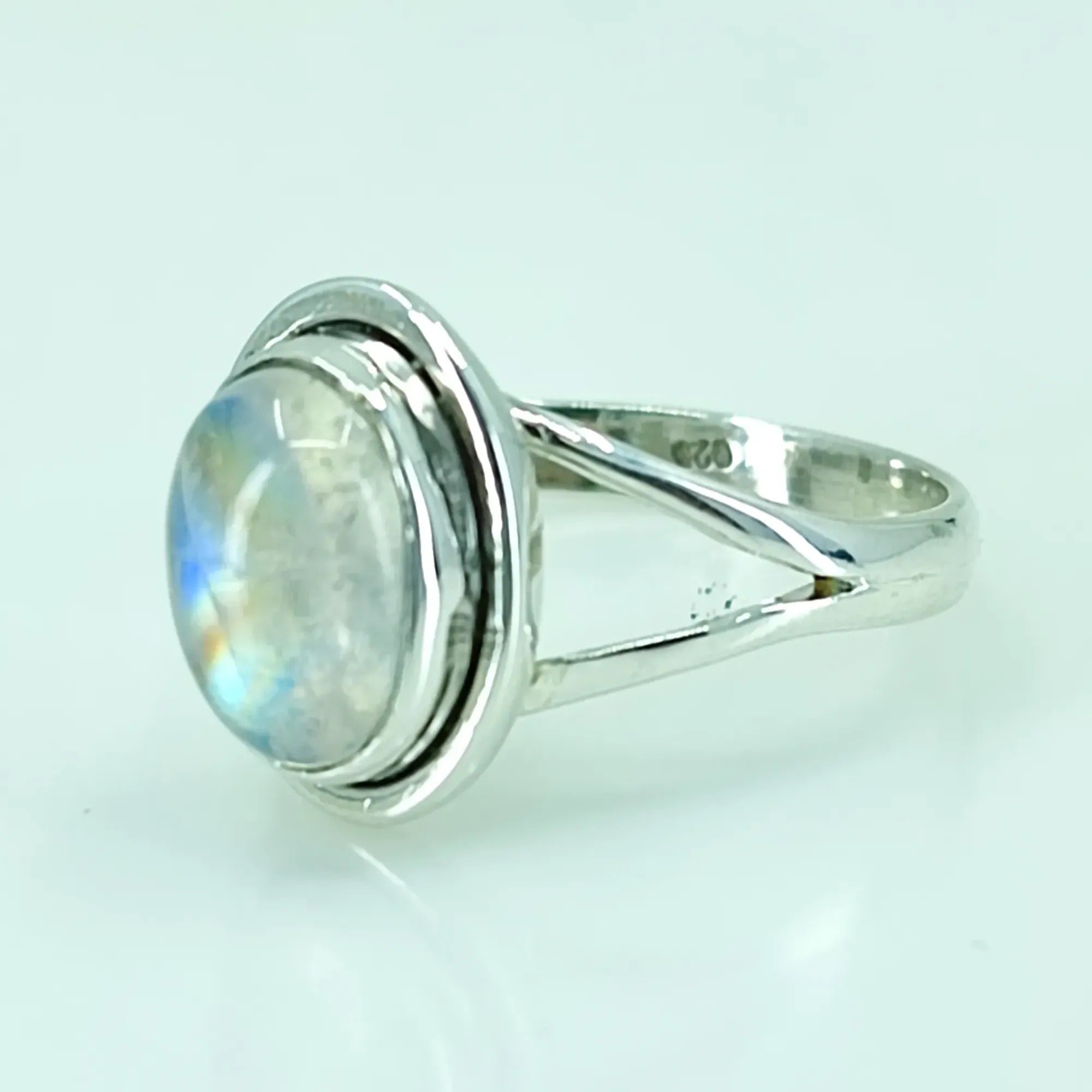 Rainbow Moonstone 925 Sterling Silver Handmade Statement Ring - Boho June Birthstone Jewelry - Perfect Gift for Her Birthday Anniversary Christmas Valentine Day