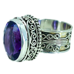 Amethyst Oval 925 Sterling Silver Handmade Ring - Boho June Birthstone Jewelry - Perfect Gift for Her Birthday Anniversary Christmas Valentine Day - Navya Craft