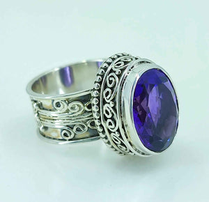 Amethyst Oval 925 Sterling Silver Handmade Ring - Boho June Birthstone Jewelry - Perfect Gift for Her Birthday Anniversary Christmas Valentine Day - Navya Craft