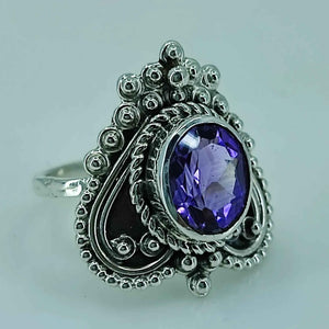 Navya Craft Amethyst Oval 925 Sterling Silver Ring for Women Size 4 to 13 Ring Purple Gem Stone Gemstone Handmade Boho - Navya Craft
