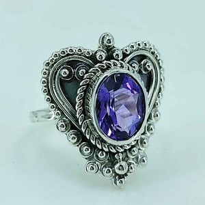 Navya Craft Amethyst Oval 925 Sterling Silver Ring for Women Size 4 to 13 Ring Purple Gem Stone Gemstone Handmade Boho - Navya Craft