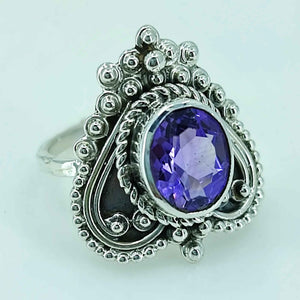Navya Craft Amethyst Oval 925 Sterling Silver Ring for Women Size 4 to 13 Ring Purple Gem Stone Gemstone Handmade Boho - Navya Craft