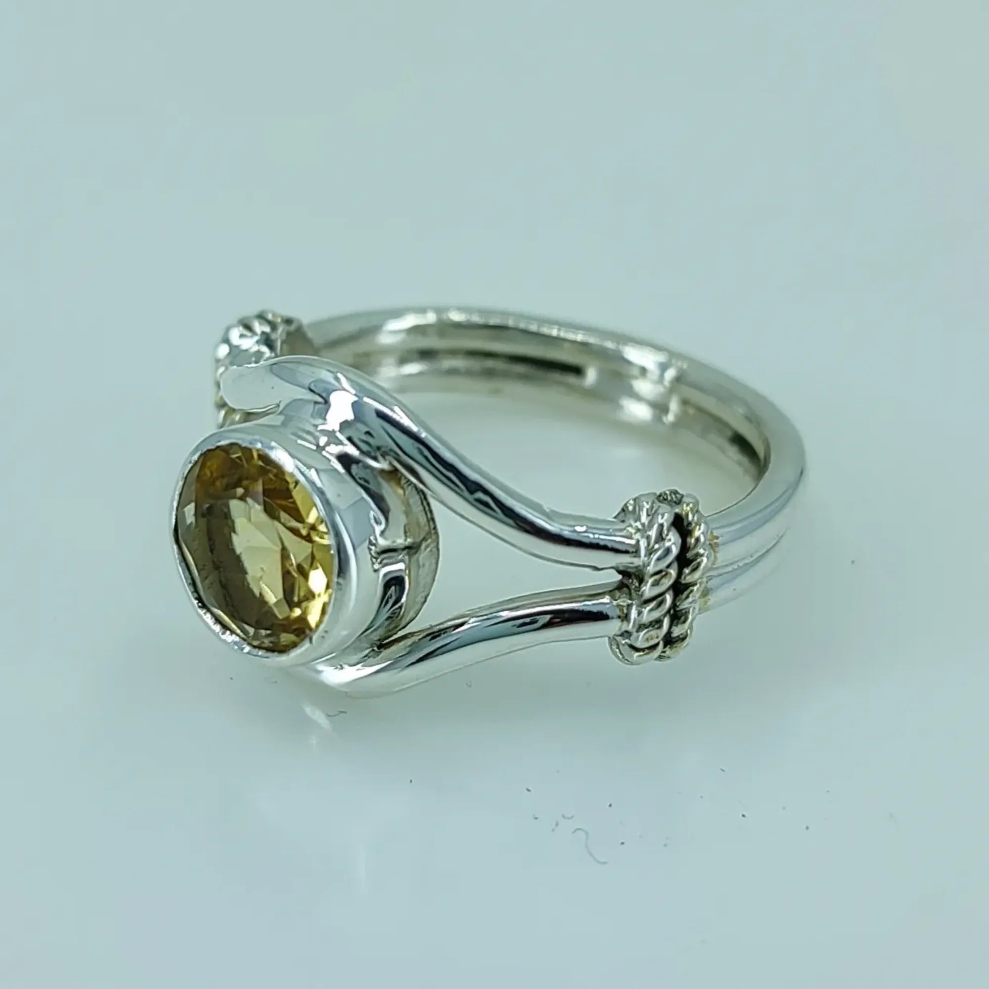 Citrine Round 925 Sterling Silver Handmade Ring - Boho November Birthstone Jewelry - Perfect Gift for Her Birthday Anniversary Christmas Valentine Day