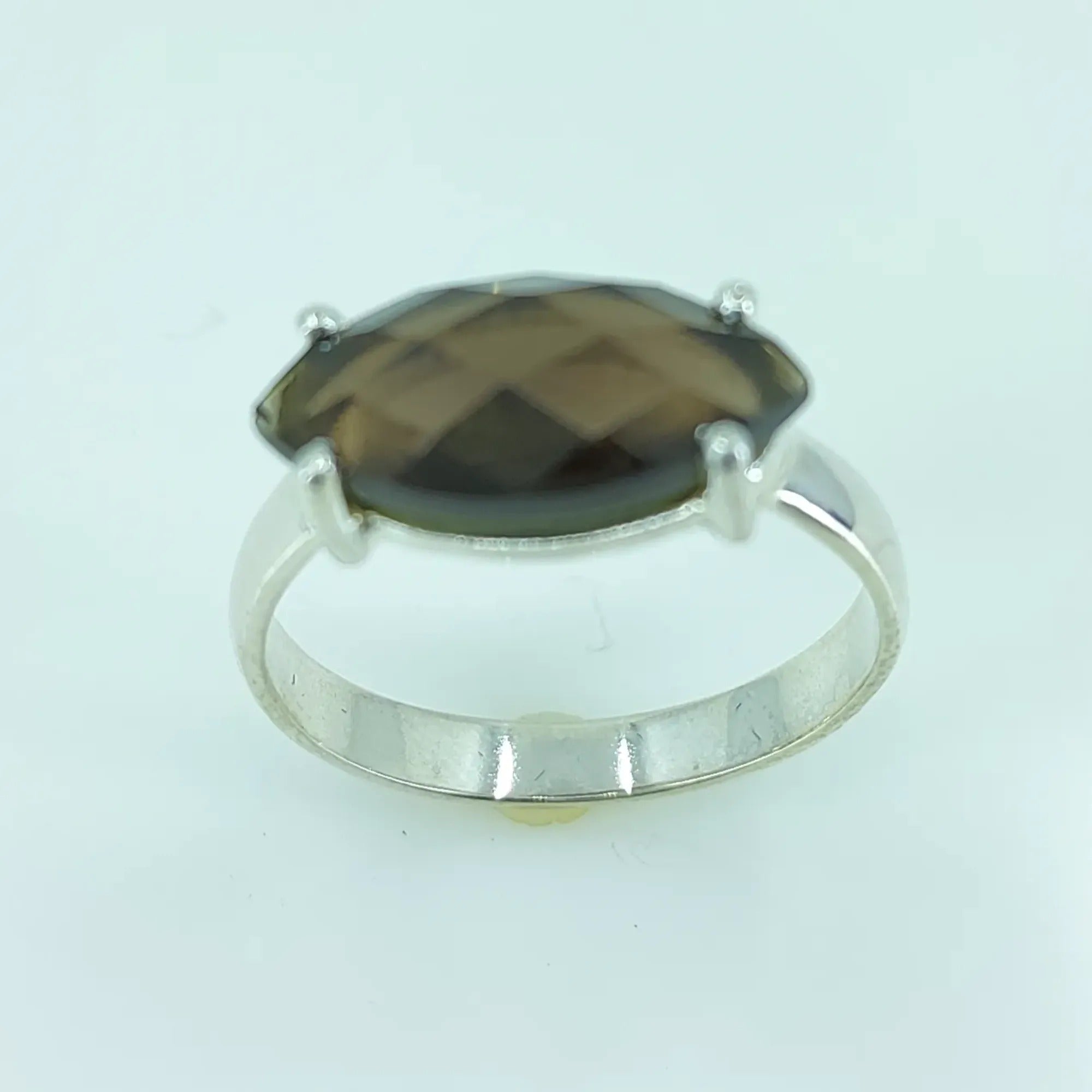 Smoky Quartz Marquise Shape 925 Sterling Silver Handmade Ring - Boho November Birthstone Jewelry - Perfect Gift for Her Birthday Anniversary Christmas Valentine Day