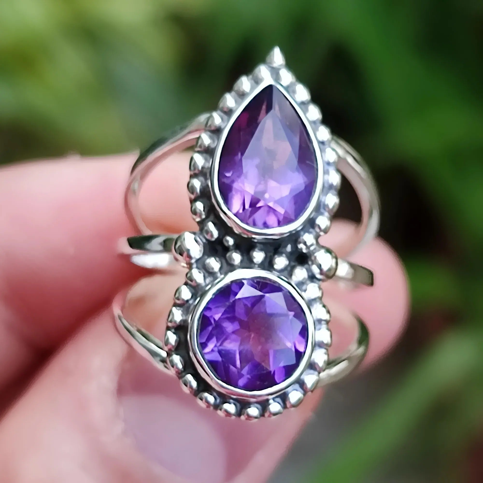 Navya Craft Amethyst 925 Sterling Silver Handmade Ring Women boho Statement Ring Size 4 to 13 Jewelry Christmas Anniversary Birthday Valentine day Gift for wife mother sister her