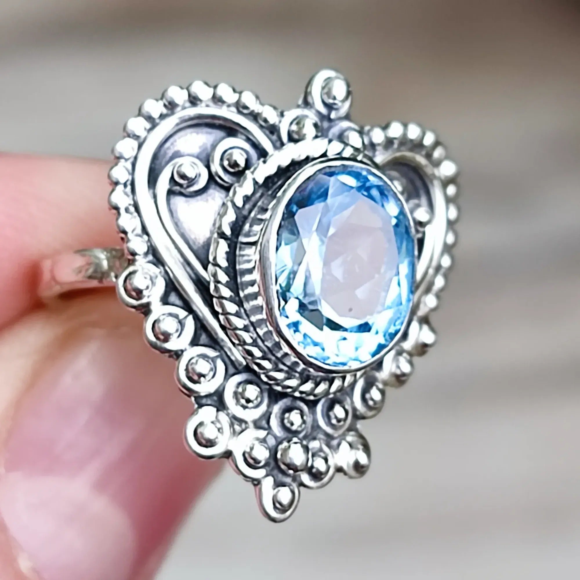 Navya Craft 925 Solid Sterling Silver Blue Topaz Handmade Women Ring Sizes 4 to 13 Christmas Anniversary Birthday Valentine Day Gift wife her mother sister best friend