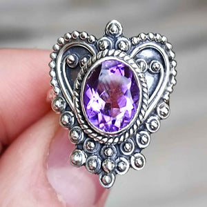 Navya Craft Amethyst Oval 925 Sterling Silver Ring for Women Size 4 to 13 Ring Purple Gem Stone Gemstone Handmade Boho - Navya Craft