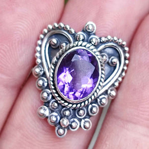 Navya Craft Amethyst Oval 925 Sterling Silver Ring for Women Size 4 to 13 Ring Purple Gem Stone Gemstone Handmade Boho - Navya Craft