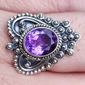 Navya Craft Amethyst Oval 925 Sterling Silver Ring for Women Size 4 to 13 Ring Purple Gem Stone Gemstone Handmade Boho - Navya Craft