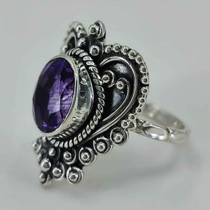Navya Craft Amethyst Oval 925 Sterling Silver Ring for Women Size 4 to 13 Ring Purple Gem Stone Gemstone Handmade Boho - Navya Craft