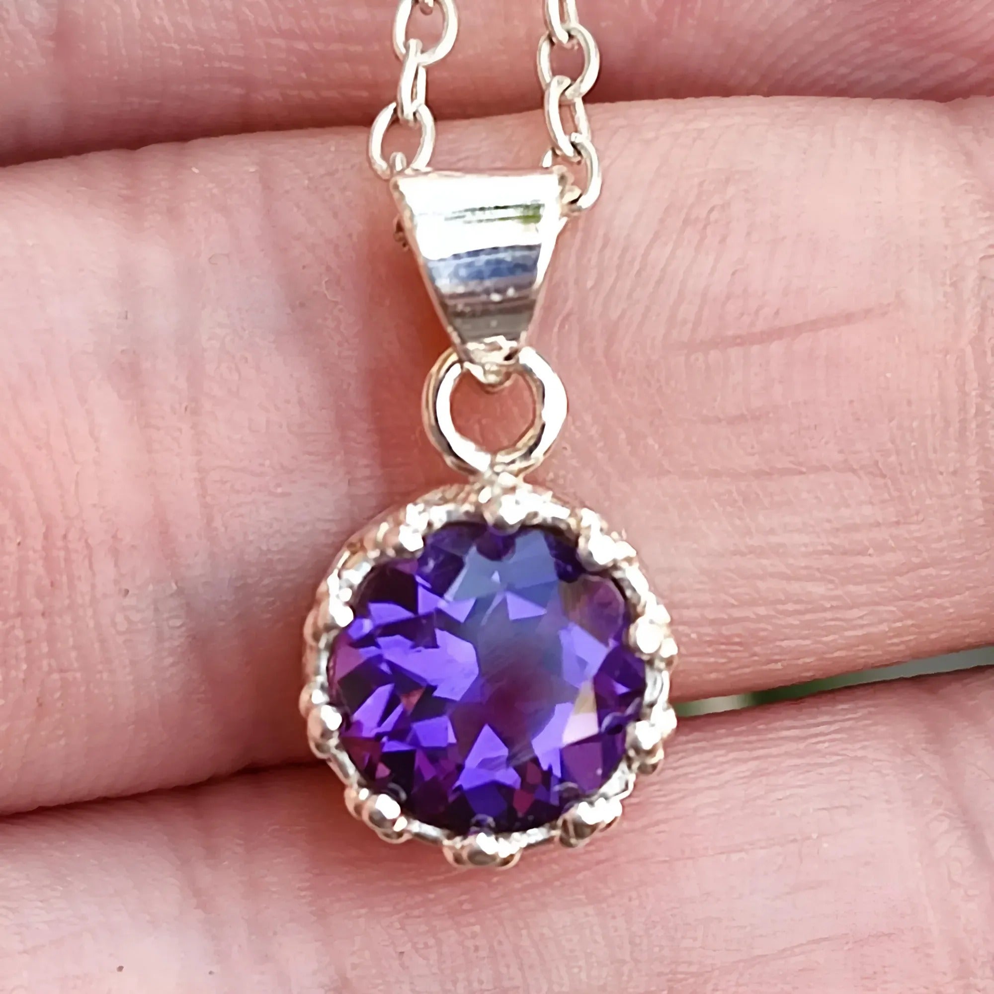 Amethyst 925 Sterling Silver Handmade Pendant Necklace