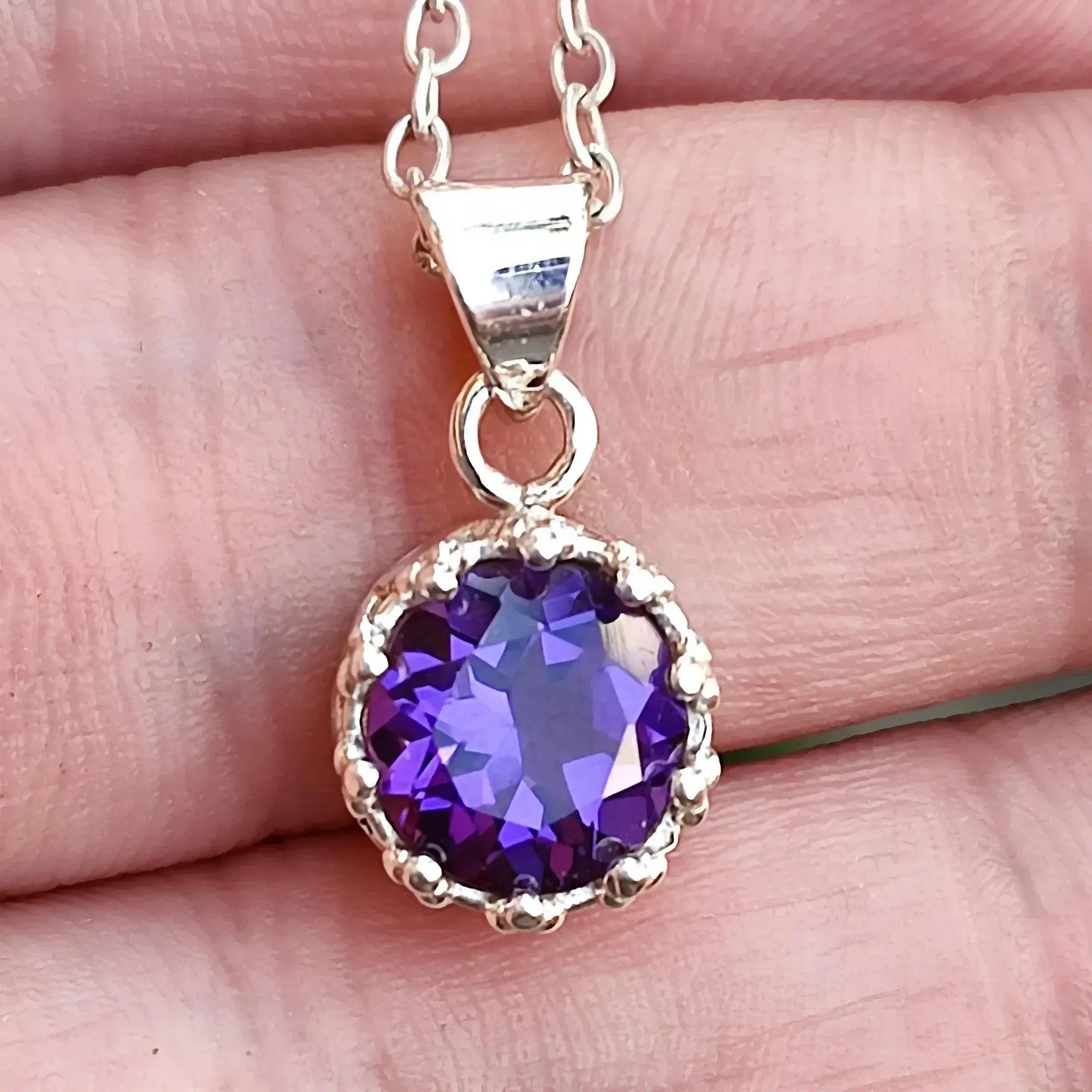 Amethyst 925 Sterling Silver Handmade Pendant Necklace
