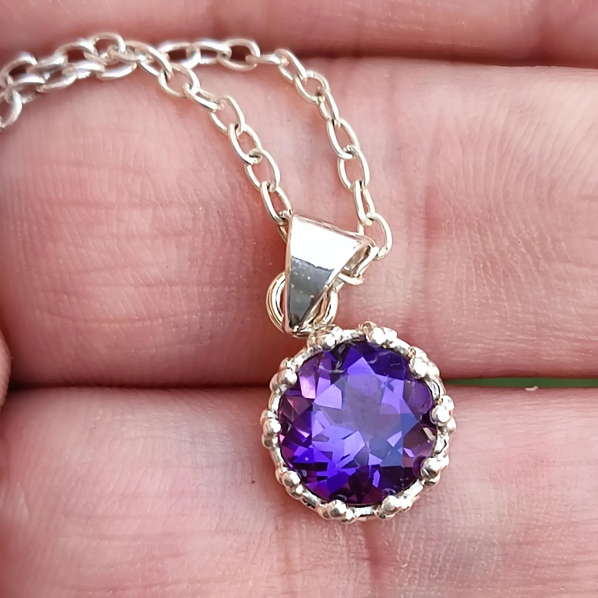 Amethyst 925 Sterling Silver Handmade Pendant Necklace