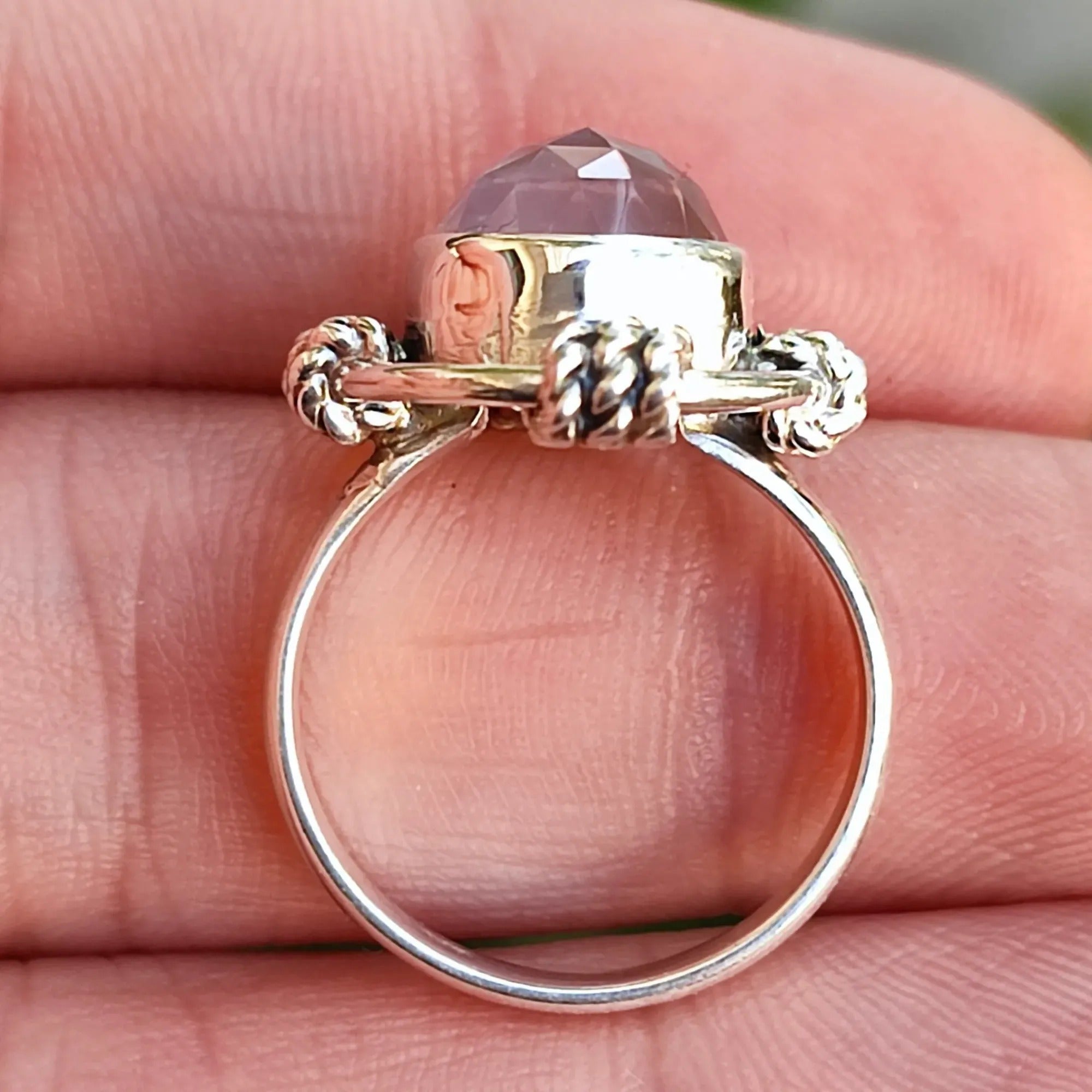 Rose Quartz Round Shape 925 Sterling Silver Handmade Ring - Boho January Birthstone Jewelry - Perfect Gift for Her Birthday Anniversary Christmas Valentine Day