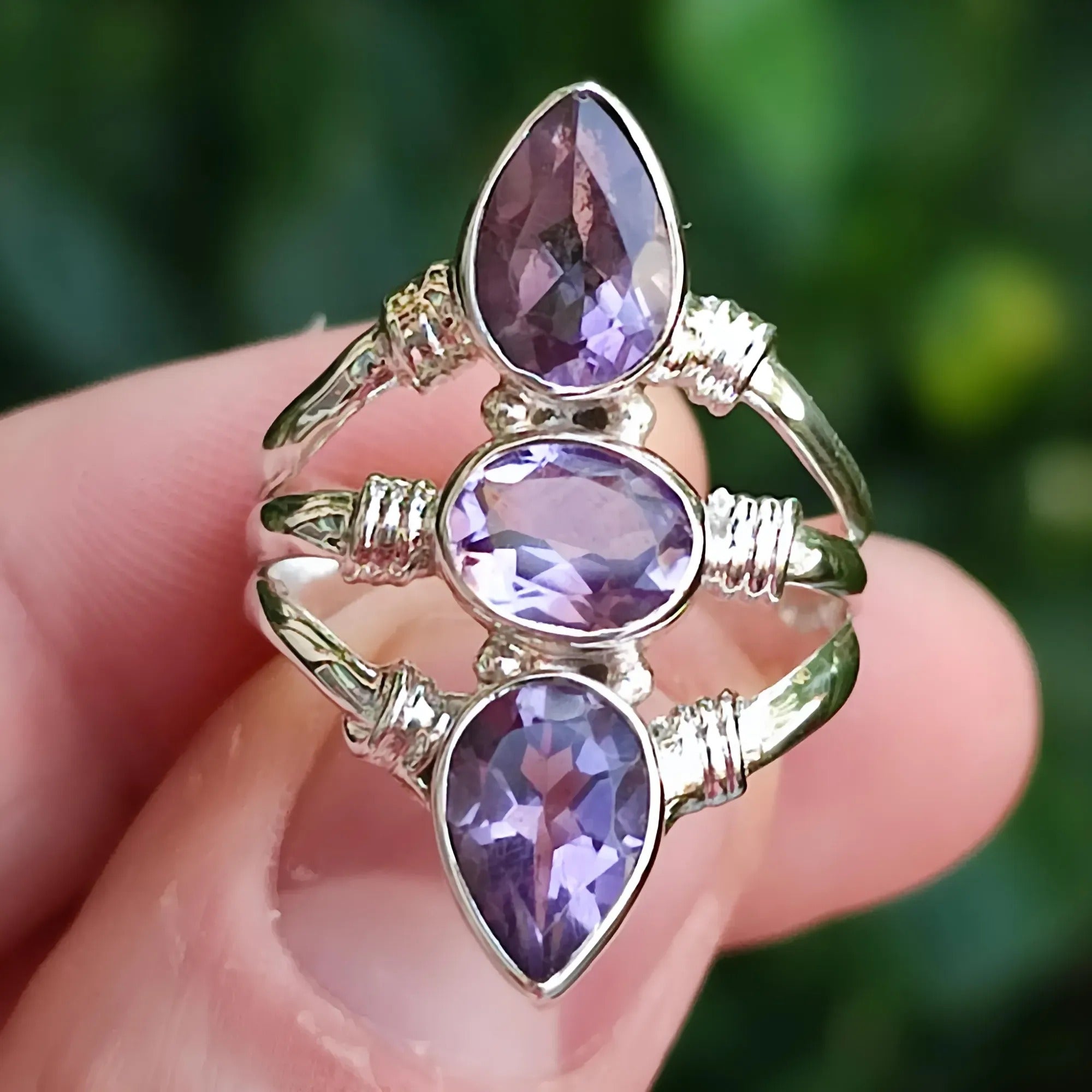 Amethyst Oval 925 Sterling Silver Handmade Ring - Boho June Birthstone Jewelry - Perfect Gift for Her Birthday Anniversary Christmas Valentine Day