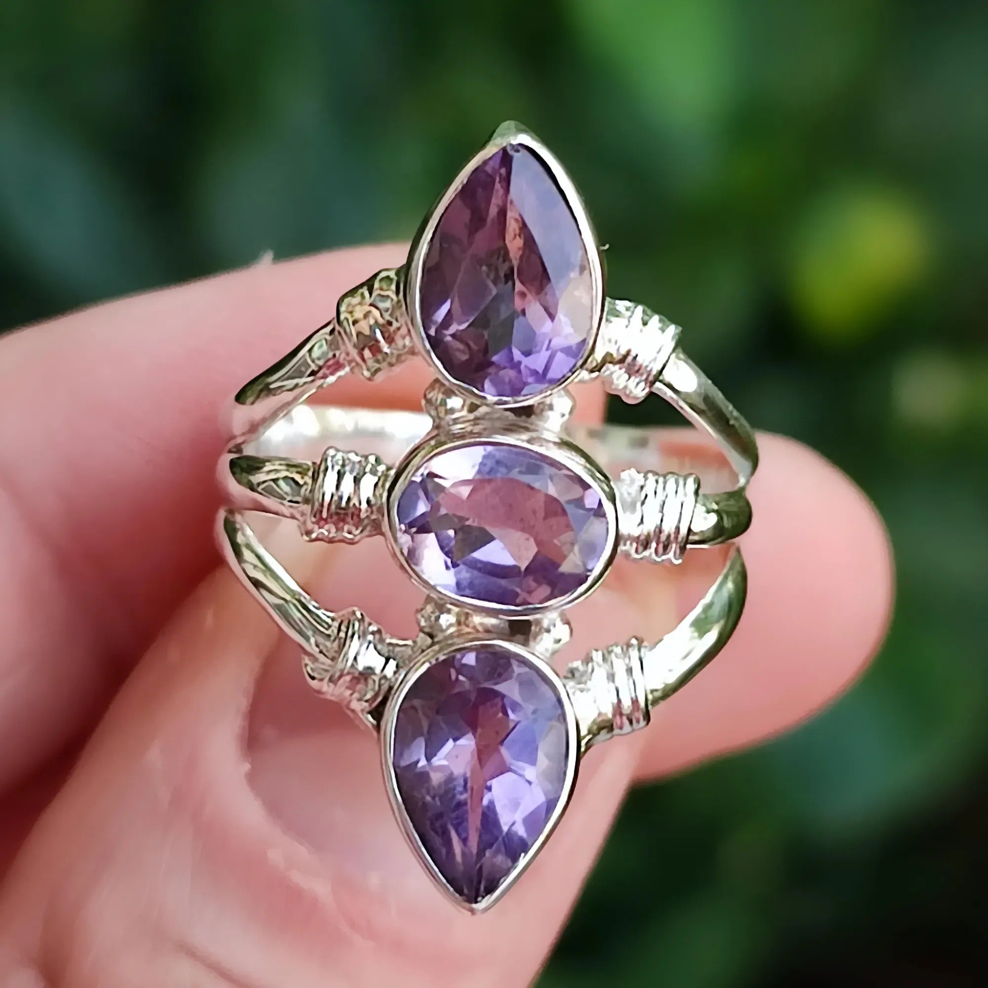 Amethyst Oval 925 Sterling Silver Handmade Ring - Boho June Birthstone Jewelry - Perfect Gift for Her Birthday Anniversary Christmas Valentine Day