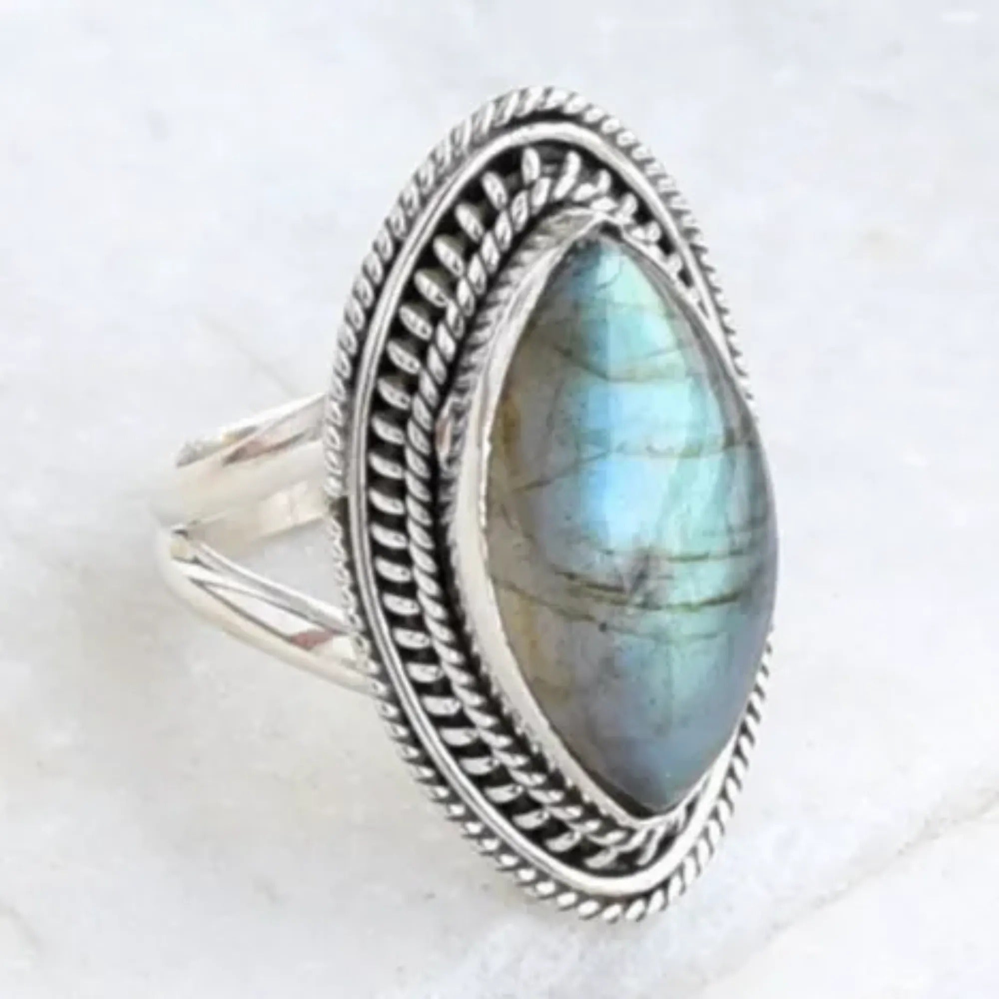 Navya Craft Labradorite Sterling Silver Handmade Ring Marquise Gemstone Boho Jewelry Gift for her Birthday Anniversary Christmas Valentine's Mothers Day