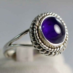 Navya Craft Amethyst Round 925 Sterling Silver Handmade Ring Boho Jewelry Size 4 to 13 - Navya Craft