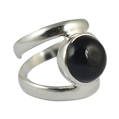 Black Onyx Ring, 925 Sterling Silver Handmade Statement Promise Ring, Natural Black Gemstone Round Jewelry, July Birthstone, Gift for her