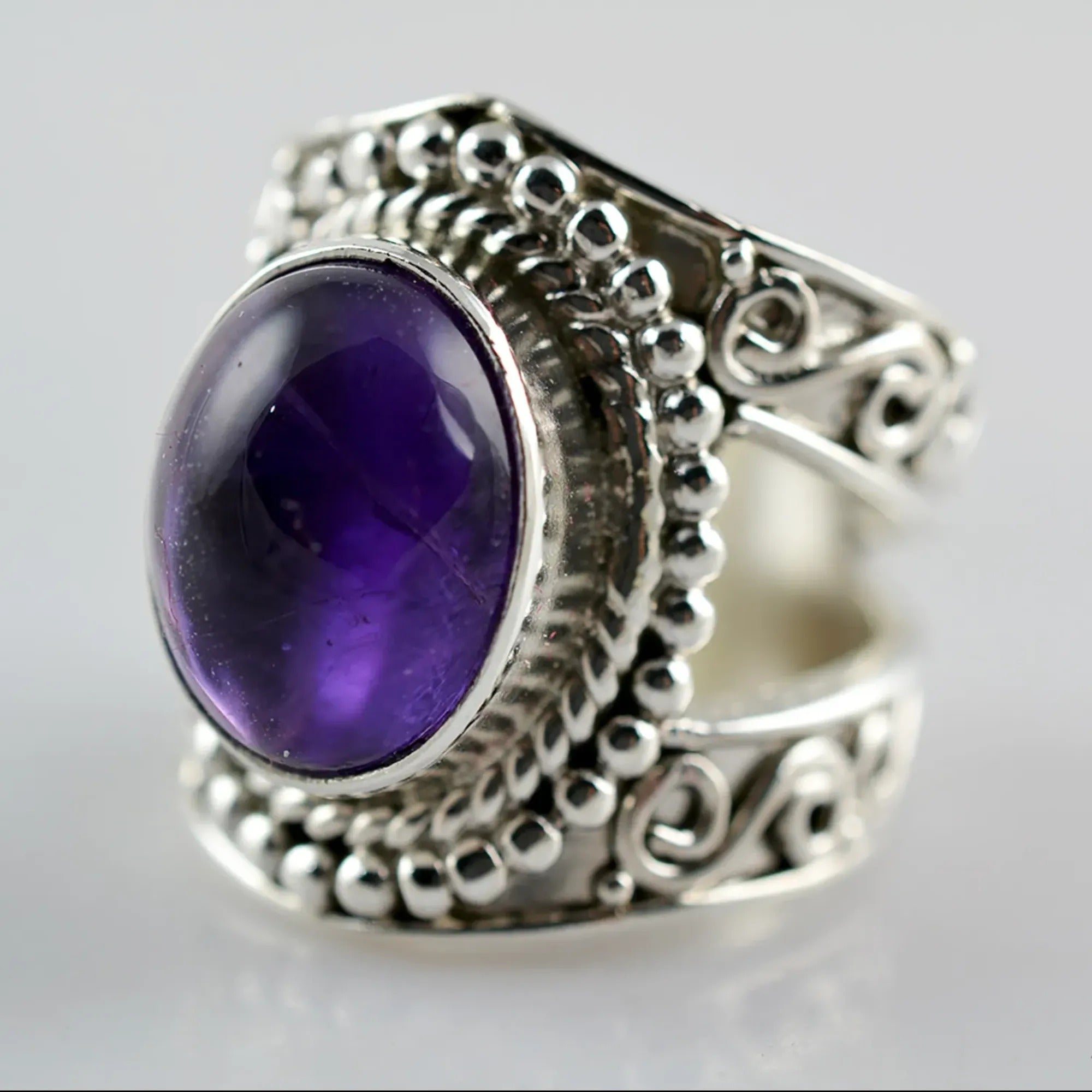 Navya Craft Amethyst 925 Sterling Silver Handmade Women Ring Custom Size 4 to 14 Boho Jewelry