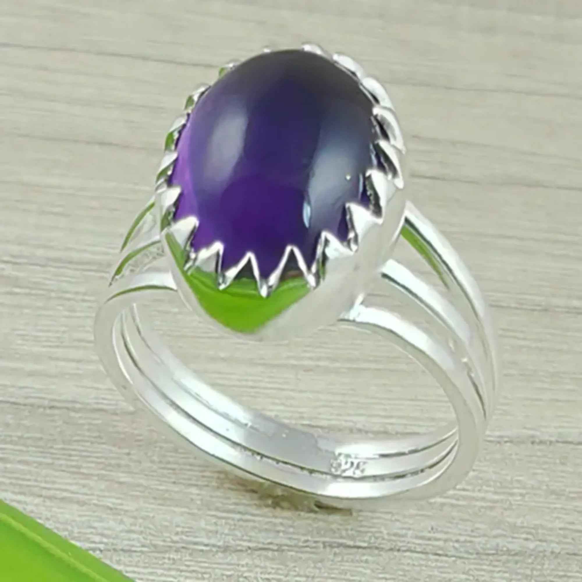 Navya Craft Amethyst Oval 925 Sterling Silver Handmade Statement Ring Size 4 to 13 Christmas Anniversary Birthday Valentine Day Gift wife her mother sister best friend - Navya Craft