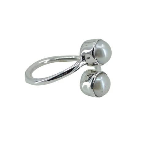 Freshwater Pearl 925 Sterling Silver Handmade Ring - Boho June Birthstone Jewelry - Perfect Gift for Her Birthday Anniversary Christmas Valentine Day