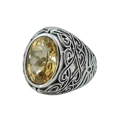Citrine Ring, 925 Sterling Silver Statement Promise Ring, Natural Yellow Gemstone Oval Handmade Jewelry, November Birthstone, Gift For Her - Navya Craft