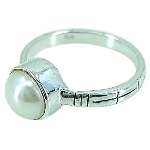 Freshwater Pearl 925 Sterling Silver Handmade Ring - Boho June Birthstone Jewelry - Perfect Gift for Her Birthday Anniversary Christmas Valentine Day